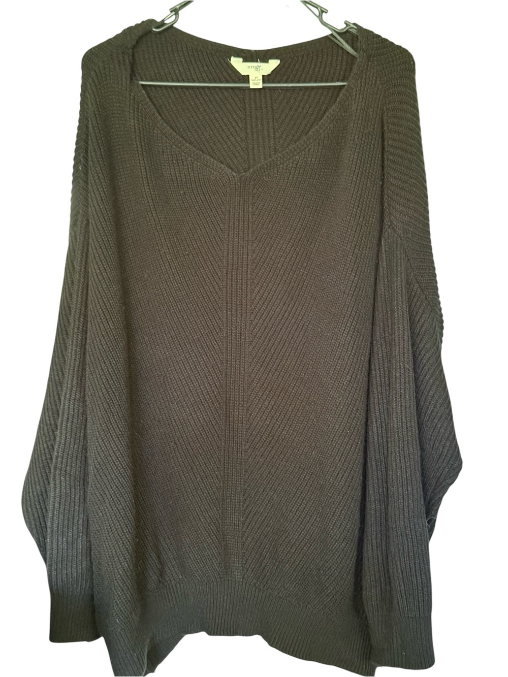 Terra & Sky Black V-Neck Ribbed Women's Sweater Size 3XL Super Soft & Comfy